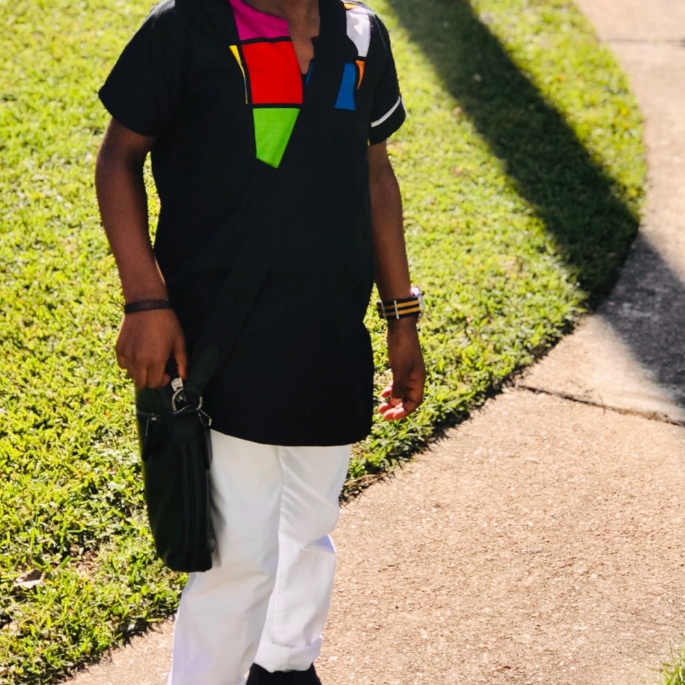 Boys custom made color block shirt